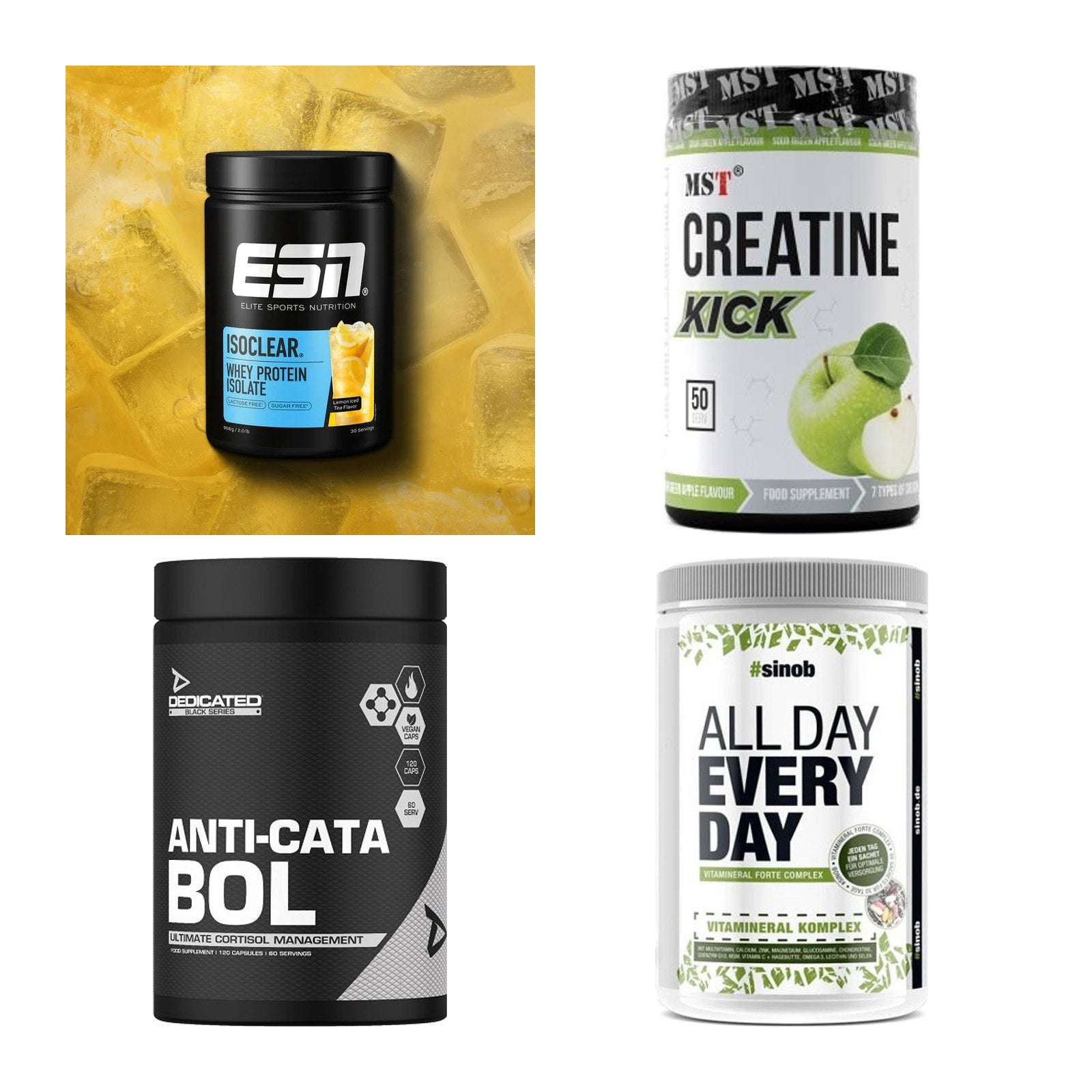 Wettkampfvorbereitung: ESN ISOCLEAR + MST Creatine + 2 weitere – alle enthaltenen Artikel