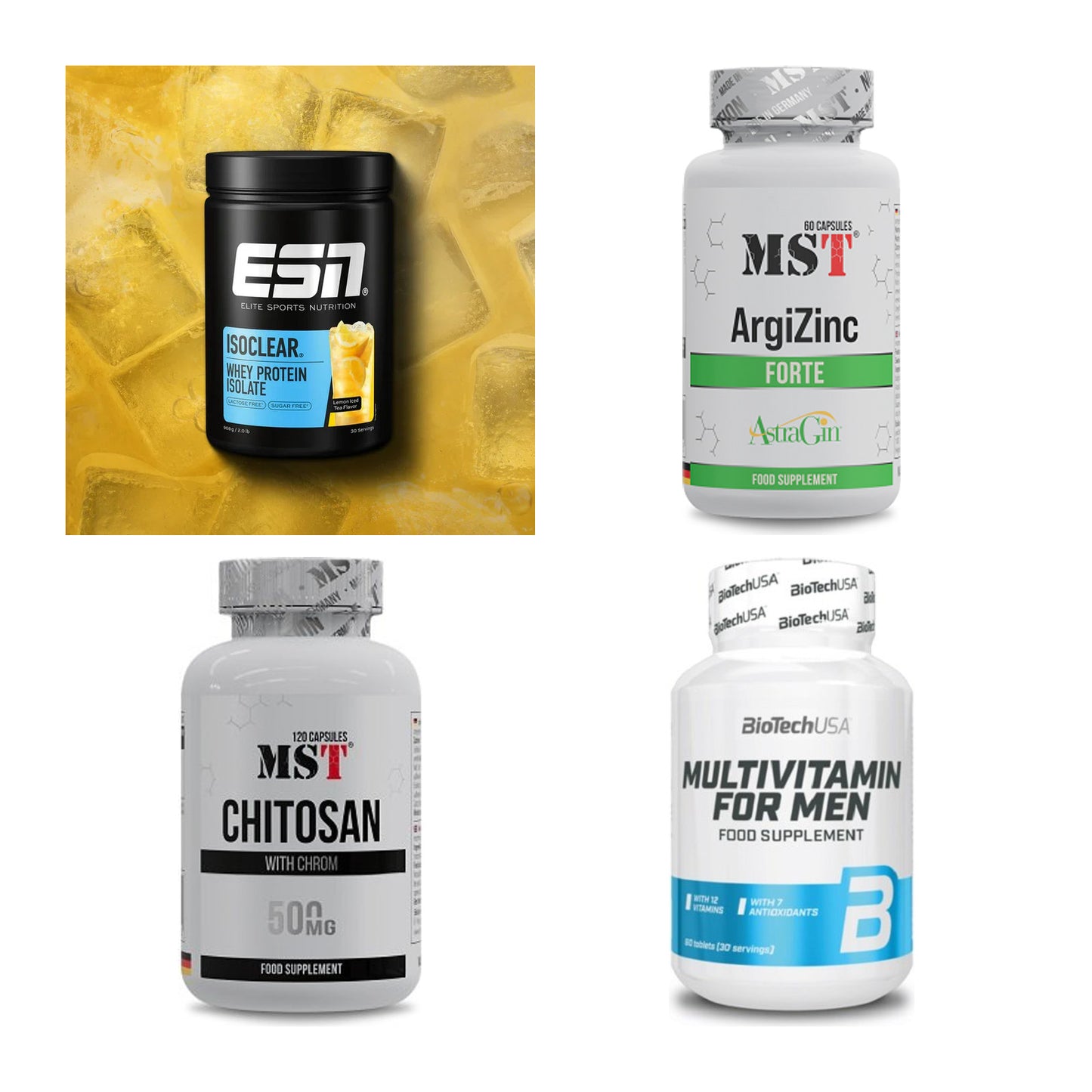 Wettkampfvorbereitung: ESN ISOCLEAR + MST ArgiZinc + 2 weitere – alle enthaltenen Artikel