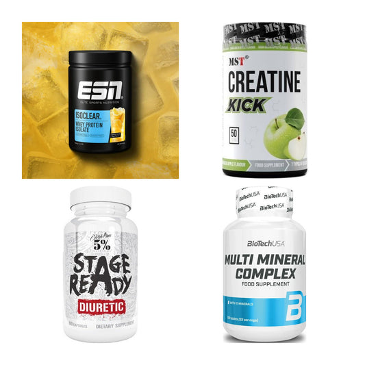 Wettkampfvorbereitung: ESN ISOCLEAR + MST Creatine + 2 weitere – alle enthaltenen Artikel