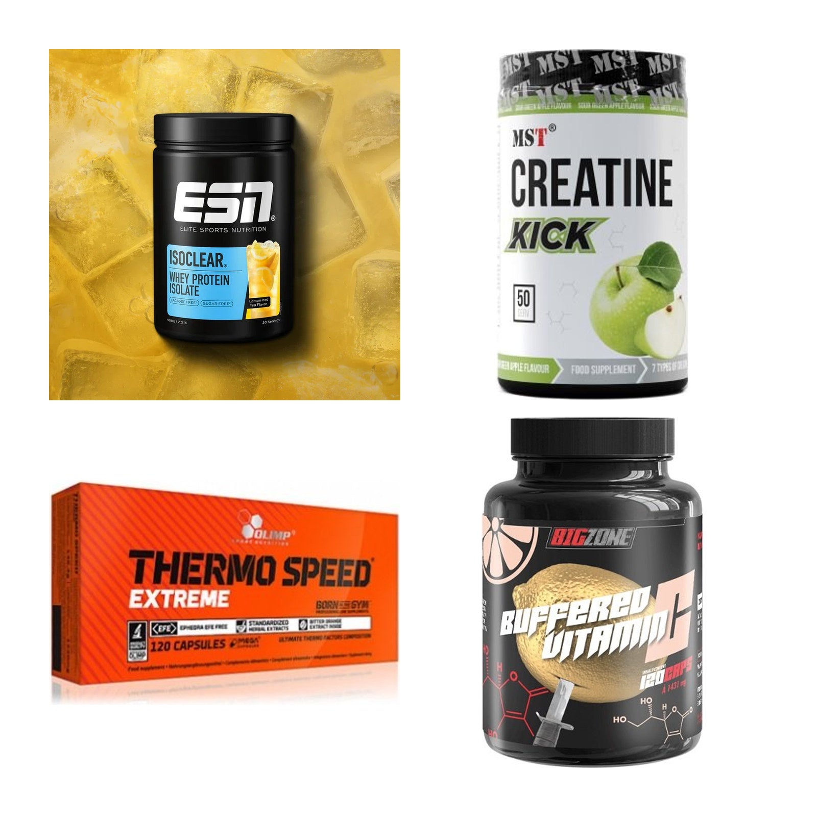 Wettkampfvorbereitung: ESN ISOCLEAR + MST Creatine + 2 weitere – alle enthaltenen Artikel