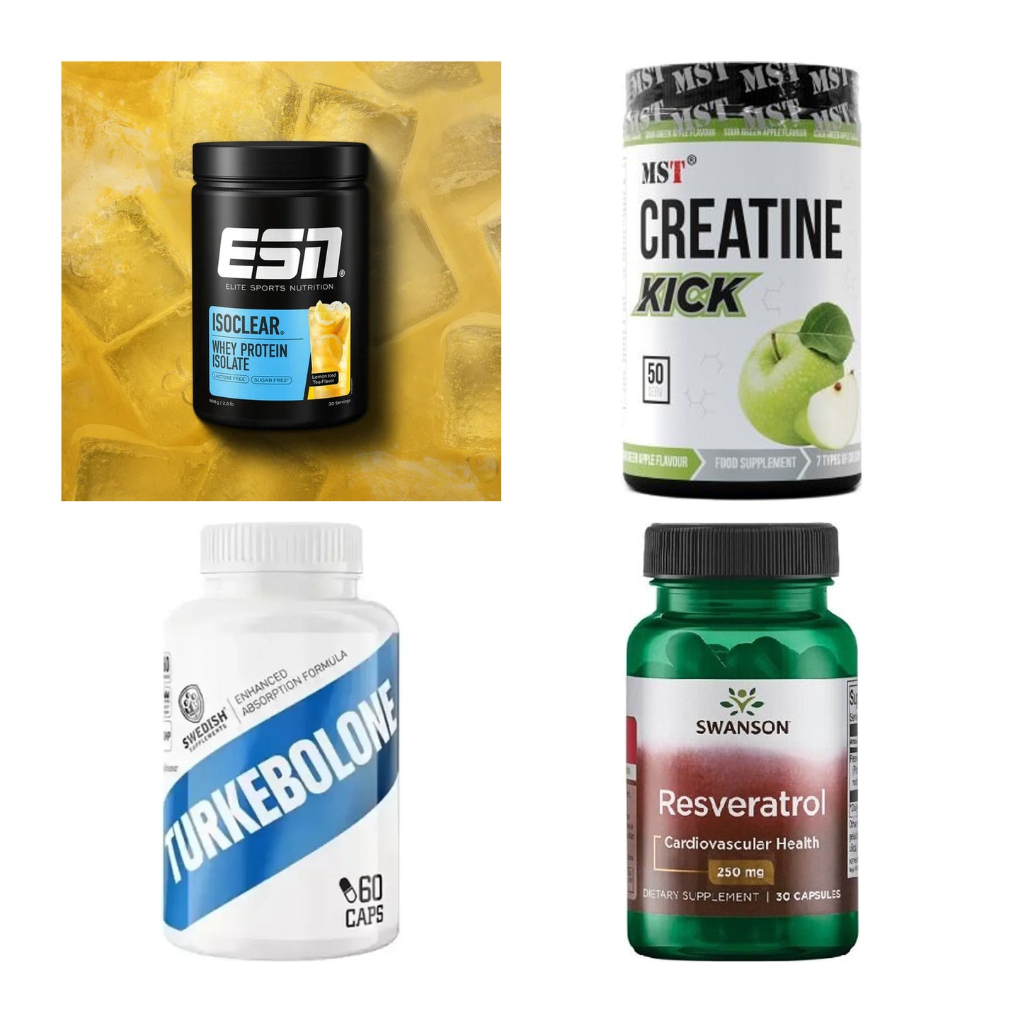 Wettkampfvorbereitung: ESN ISOCLEAR + MST Creatine + 2 weitere – alle enthaltenen Artikel