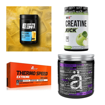 Wettkampfvorbereitung: ESN ISOCLEAR + MST Creatine + 2 weitere – alle enthaltenen Artikel