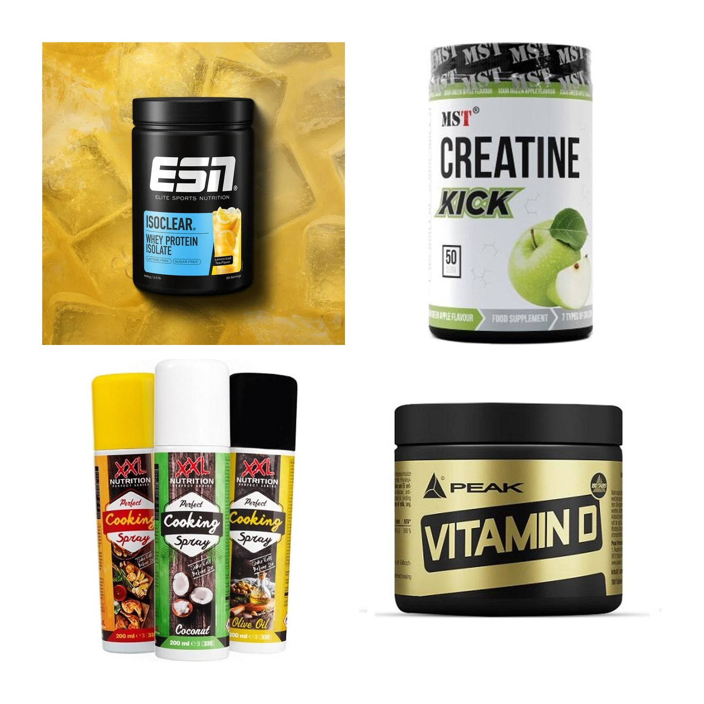 Wettkampfvorbereitung: ESN ISOCLEAR + MST Creatine + 2 weitere – alle enthaltenen Artikel