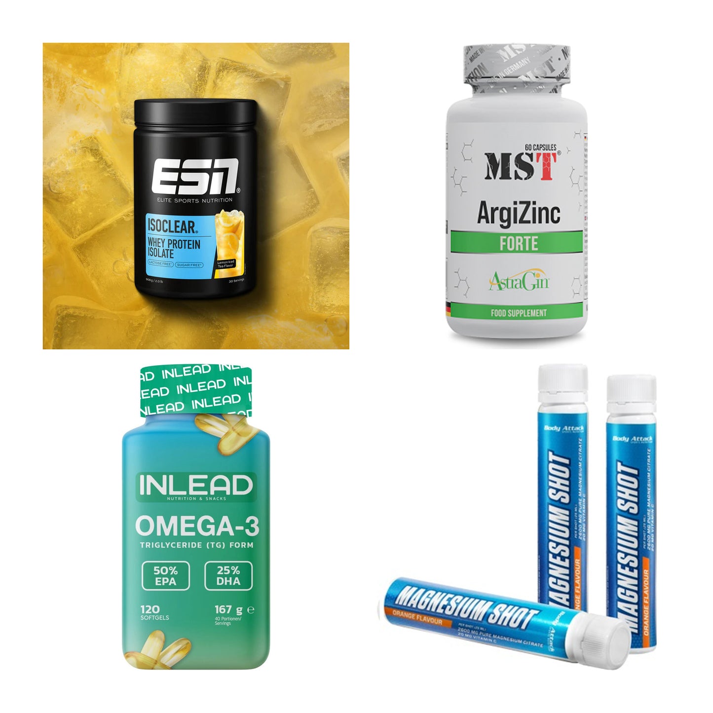 Wettkampfvorbereitung: ESN ISOCLEAR + MST ArgiZinc + 2 weitere – alle enthaltenen Artikel