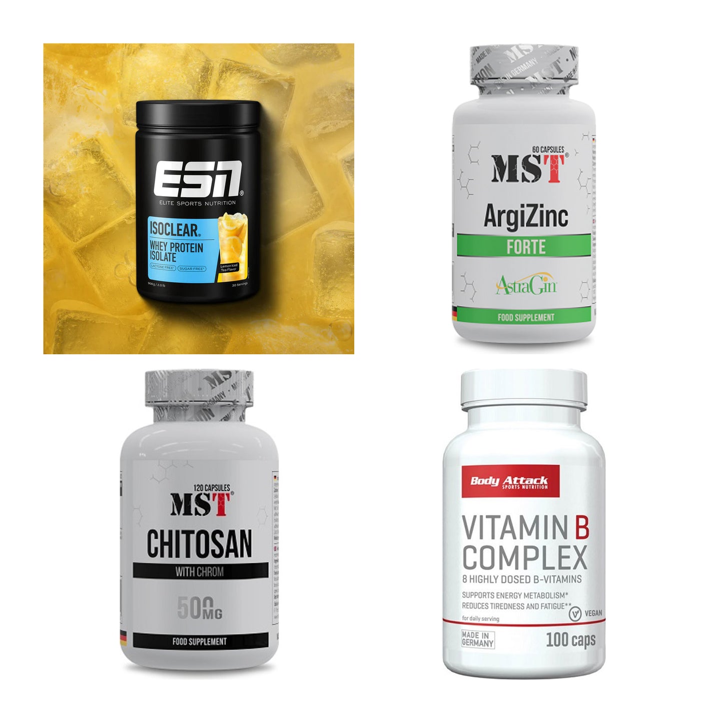 Wettkampfvorbereitung: ESN ISOCLEAR + MST ArgiZinc + 2 weitere – alle enthaltenen Artikel