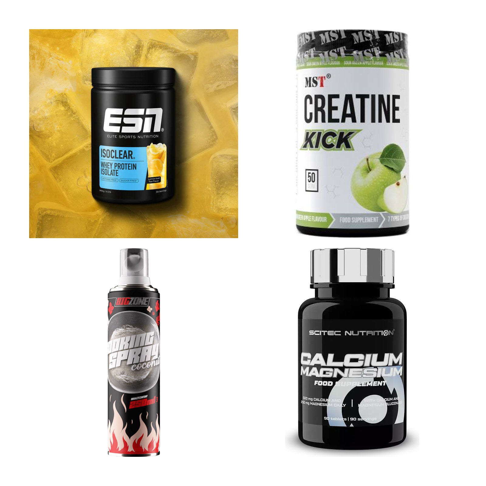 Wettkampfvorbereitung: ESN ISOCLEAR + MST Creatine + 2 weitere – alle enthaltenen Artikel