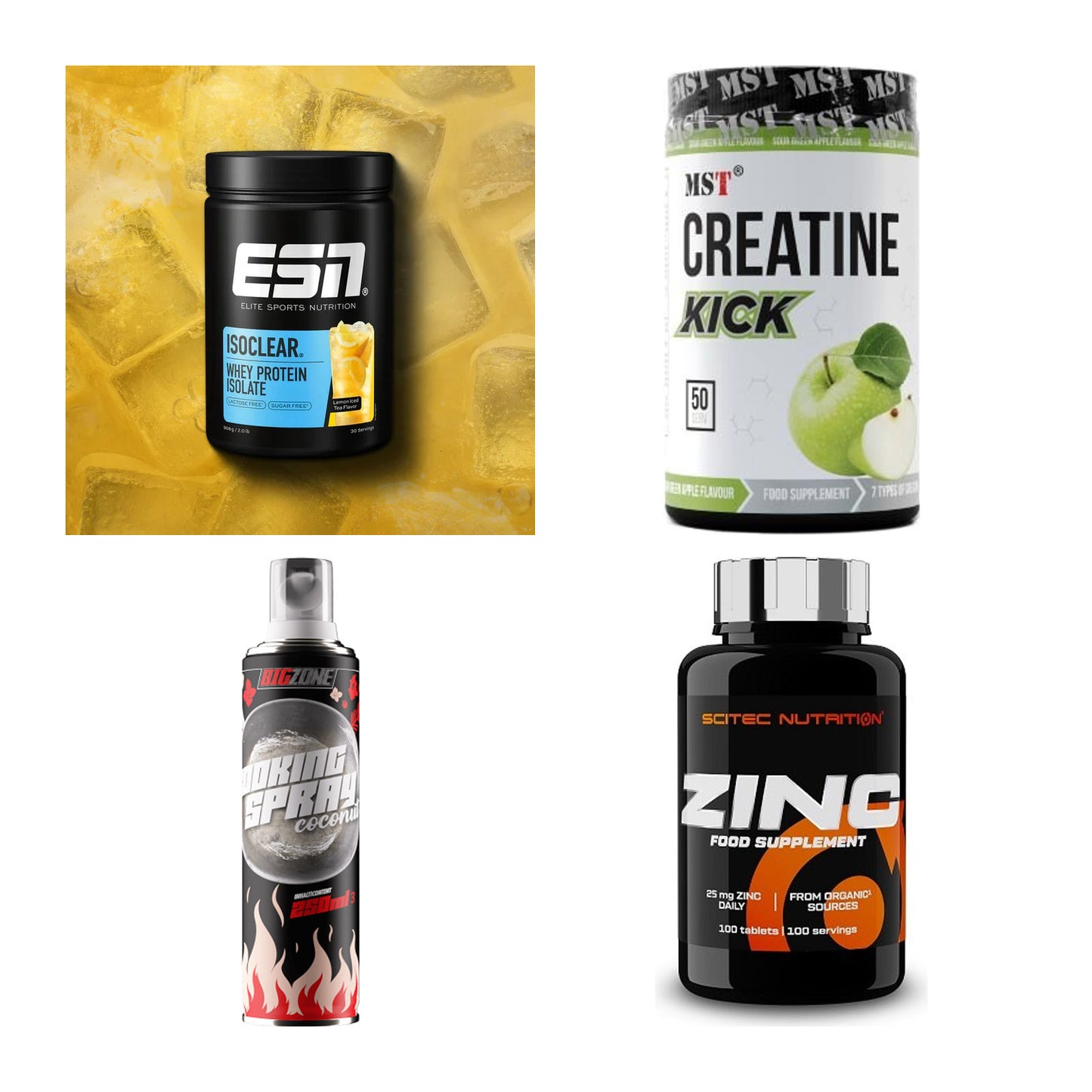 Wettkampfvorbereitung: ESN ISOCLEAR + MST Creatine + 2 weitere – alle enthaltenen Artikel