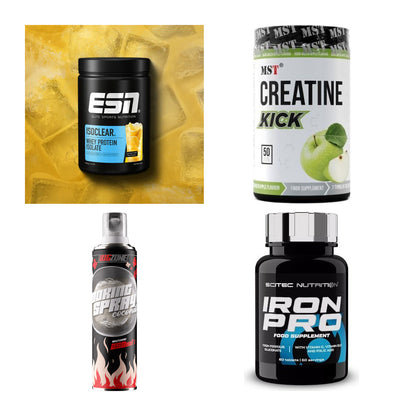 Wettkampfvorbereitung: ESN ISOCLEAR + MST Creatine + 2 weitere – alle enthaltenen Artikel