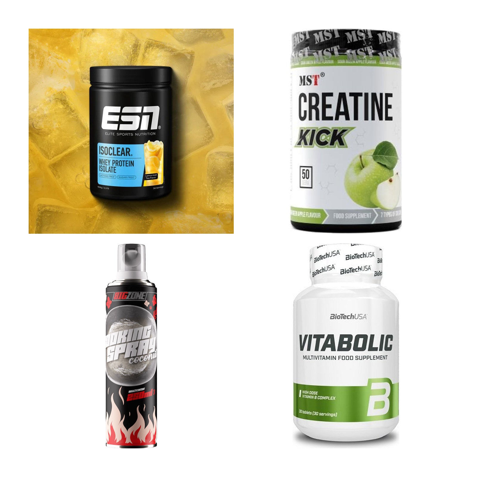 Wettkampfvorbereitung: ESN ISOCLEAR + MST Creatine + 2 weitere – alle enthaltenen Artikel