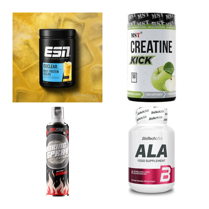 Wettkampfvorbereitung: ESN ISOCLEAR + MST Creatine + 2 weitere – alle enthaltenen Artikel