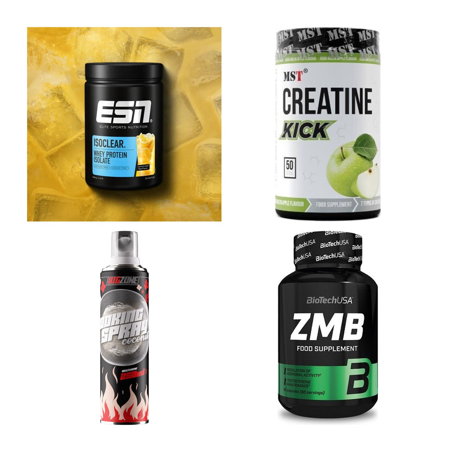 Wettkampfvorbereitung: ESN ISOCLEAR + MST Creatine + 2 weitere – alle enthaltenen Artikel