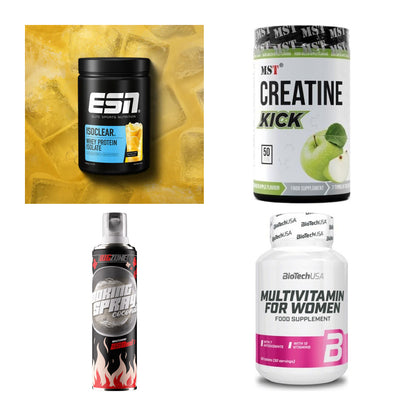 Wettkampfvorbereitung: ESN ISOCLEAR + MST Creatine + 2 weitere – alle enthaltenen Artikel