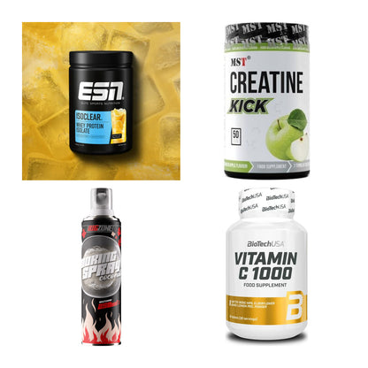 Wettkampfvorbereitung: ESN ISOCLEAR + MST Creatine + 2 weitere – alle enthaltenen Artikel