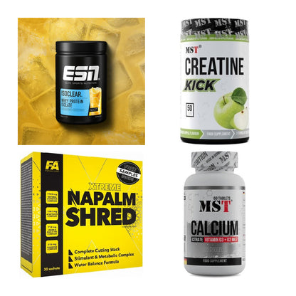 Wettkampfvorbereitung: ESN ISOCLEAR + MST Creatine + 2 weitere – alle enthaltenen Artikel