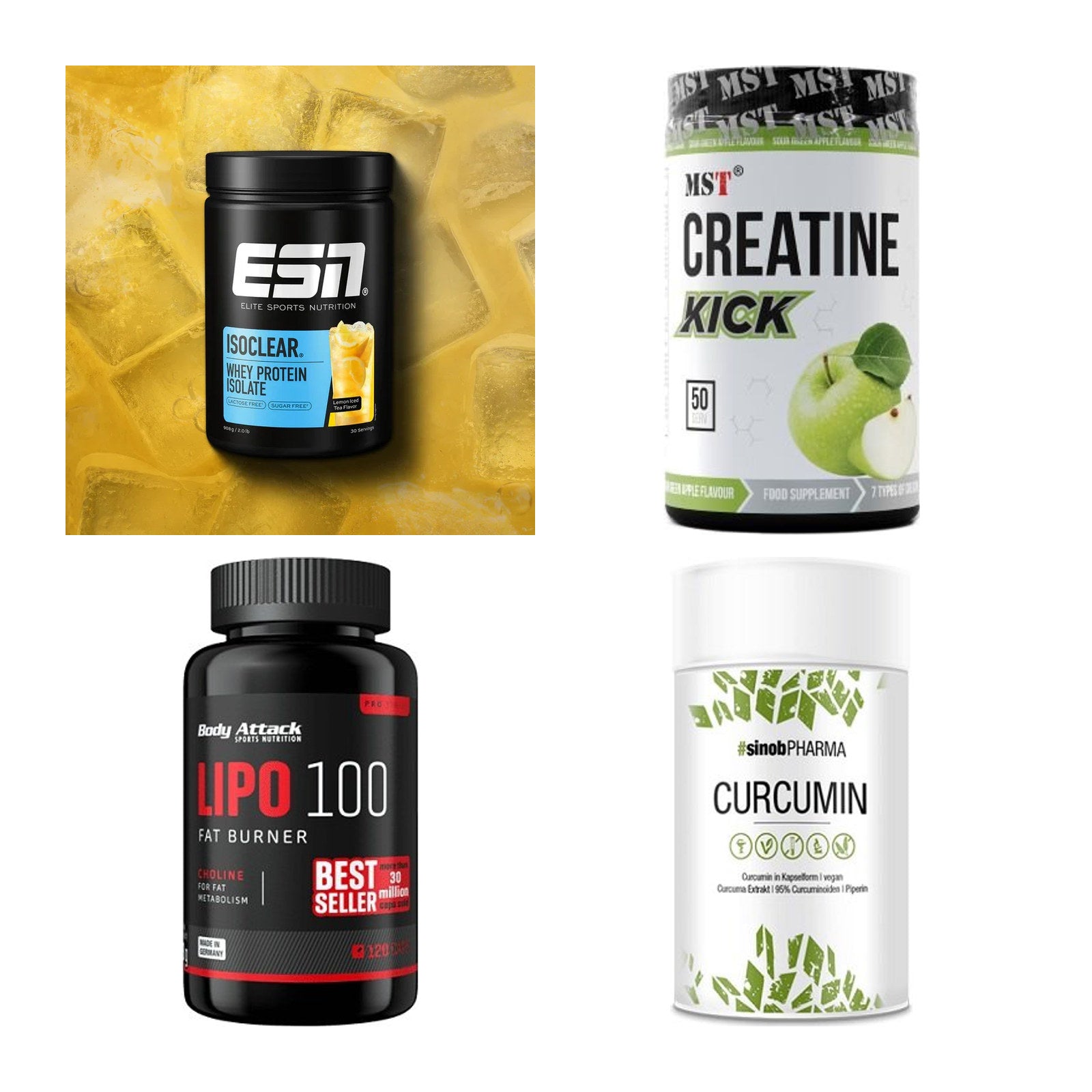 Wettkampfvorbereitung: ESN ISOCLEAR + MST Creatine + 2 weitere – alle enthaltenen Artikel