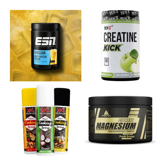 Wettkampfvorbereitung: ESN ISOCLEAR + MST Creatine + 2 weitere – alle enthaltenen Artikel