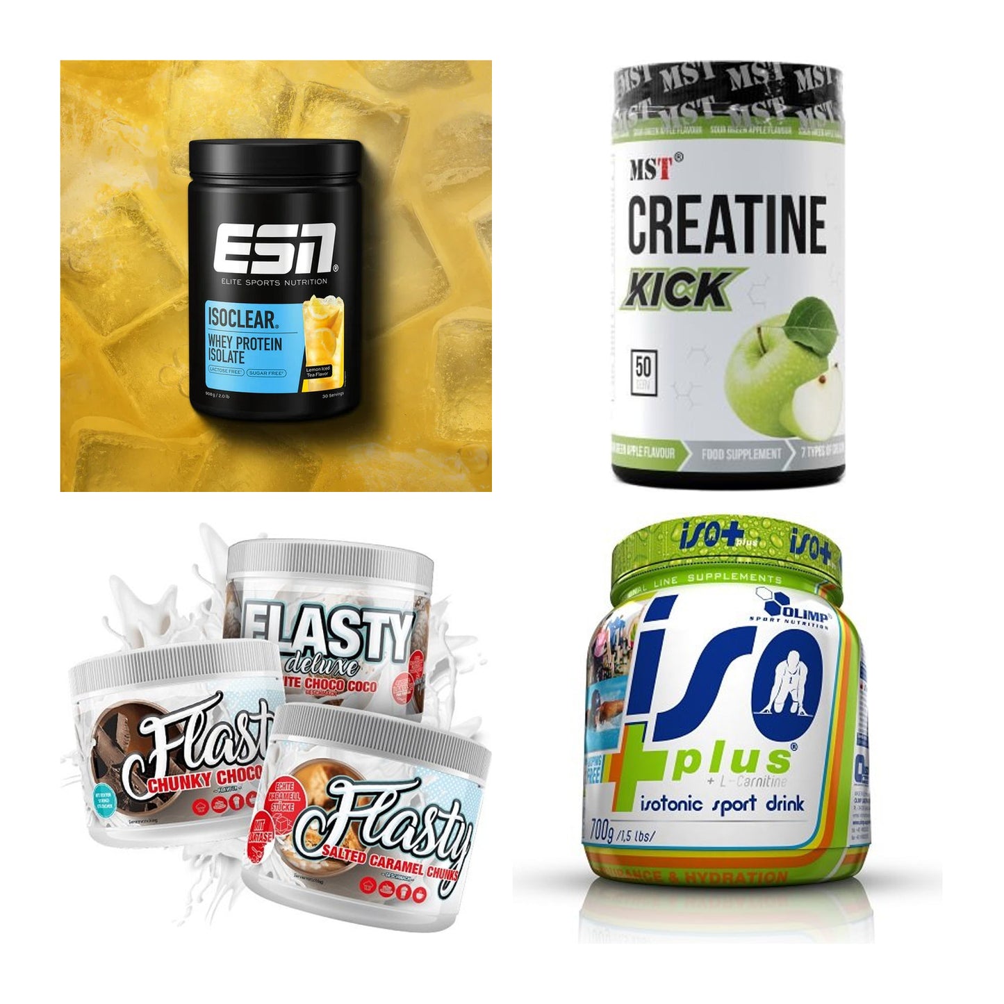 Wettkampfvorbereitung: ESN ISOCLEAR + MST Creatine + 2 weitere – alle enthaltenen Artikel
