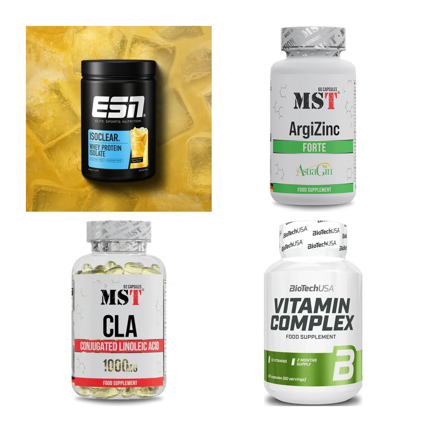 Wettkampfvorbereitung: ESN ISOCLEAR + MST ArgiZinc + 2 weitere – alle enthaltenen Artikel