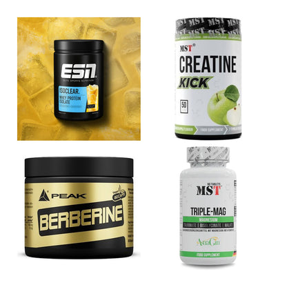 Wettkampfvorbereitung: ESN ISOCLEAR + MST Creatine + 2 weitere – alle enthaltenen Artikel
