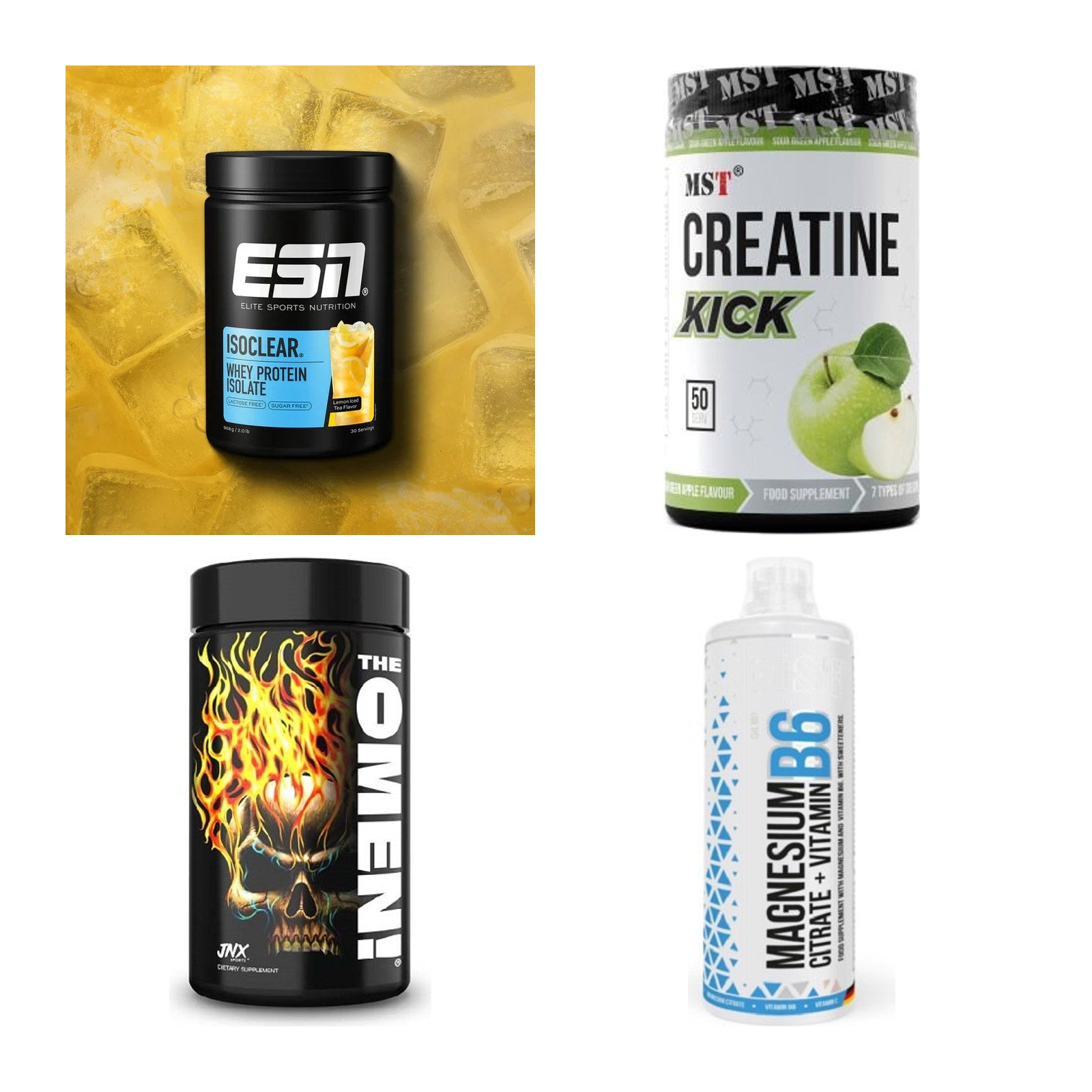 Wettkampfvorbereitung: ESN ISOCLEAR + MST Creatine + 2 weitere – alle enthaltenen Artikel