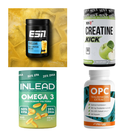 Wettkampfvorbereitung: ESN ISOCLEAR + MST Creatine + 2 weitere – alle enthaltenen Artikel