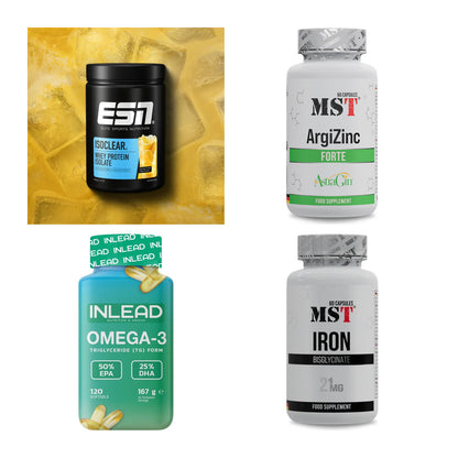 Wettkampfvorbereitung: ESN ISOCLEAR + MST ArgiZinc + 2 weitere – alle enthaltenen Artikel