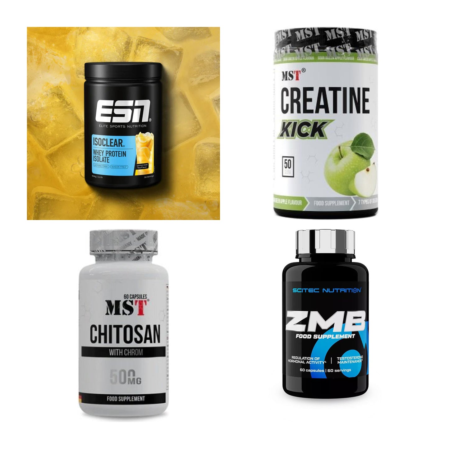 Wettkampfvorbereitung: ESN ISOCLEAR + MST Creatine + 2 weitere – alle enthaltenen Artikel