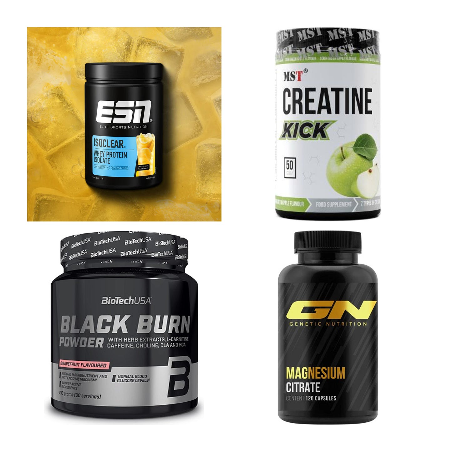 Wettkampfvorbereitung: ESN ISOCLEAR + MST Creatine + 2 weitere – alle enthaltenen Artikel