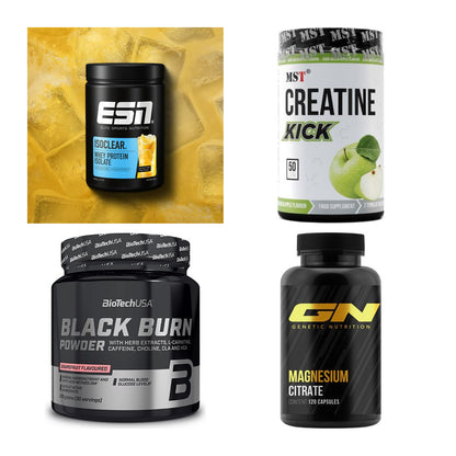 Wettkampfvorbereitung: ESN ISOCLEAR + MST Creatine + 2 weitere – alle enthaltenen Artikel