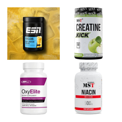Wettkampfvorbereitung: ESN ISOCLEAR + MST Creatine + 2 weitere – alle enthaltenen Artikel
