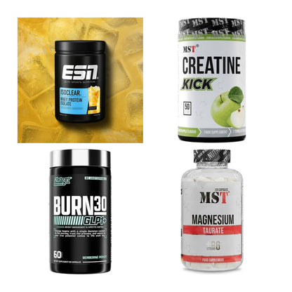 Wettkampfvorbereitung: ESN ISOCLEAR + MST Creatine + 2 weitere – alle enthaltenen Artikel