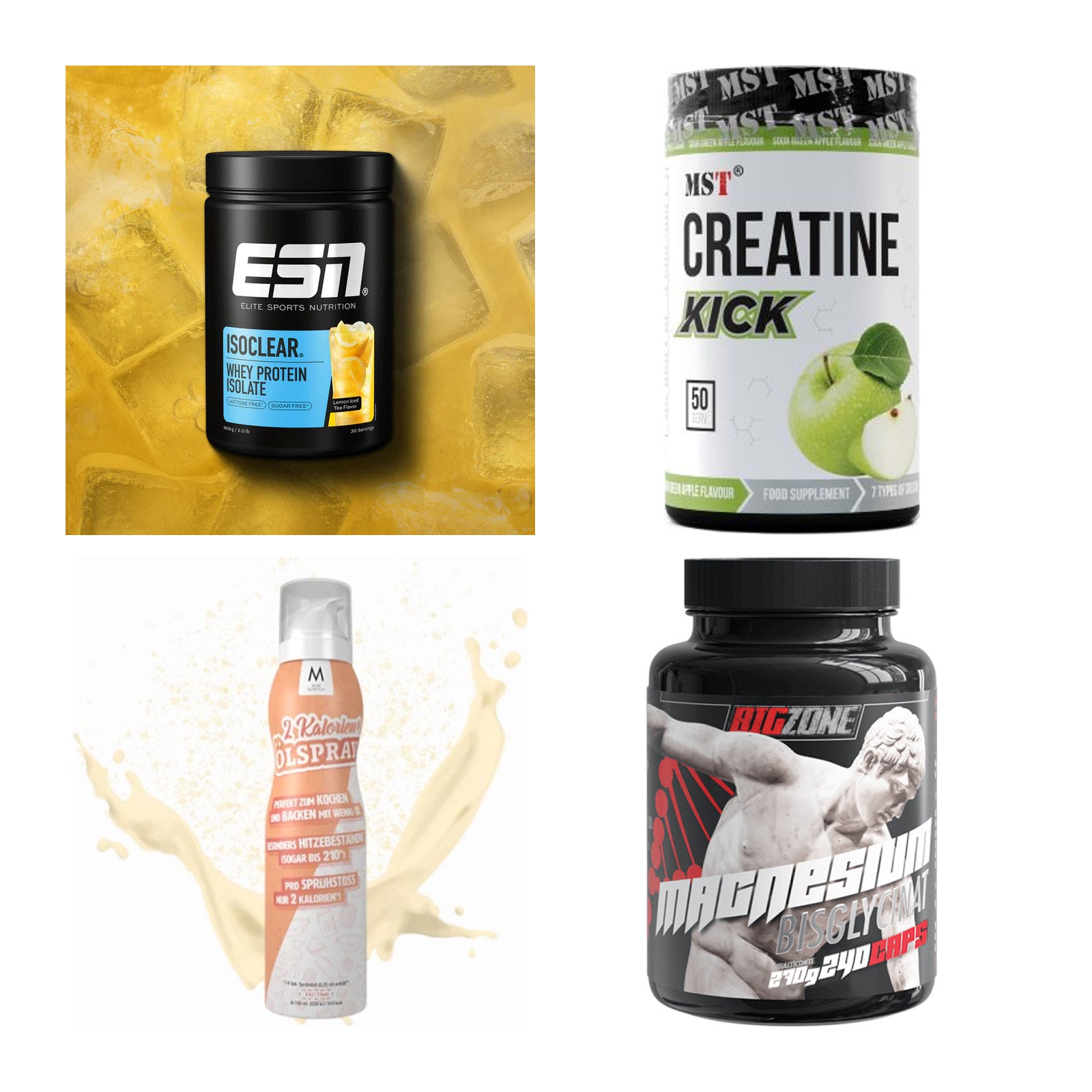 Wettkampfvorbereitung: ESN ISOCLEAR + MST Creatine + 2 weitere – alle enthaltenen Artikel