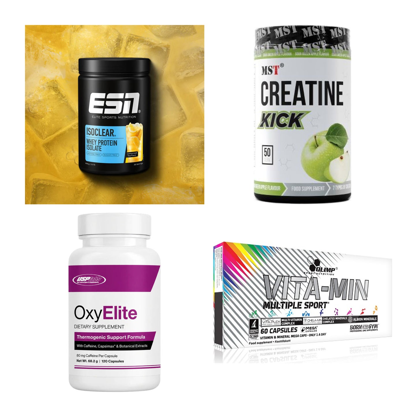 Wettkampfvorbereitung: ESN ISOCLEAR + MST Creatine + 2 weitere – alle enthaltenen Artikel