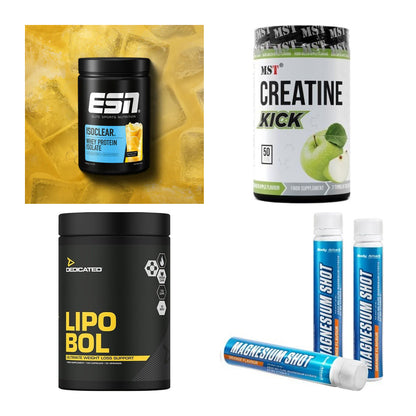 Wettkampfvorbereitung: ESN ISOCLEAR + MST Creatine + 2 weitere – alle enthaltenen Artikel