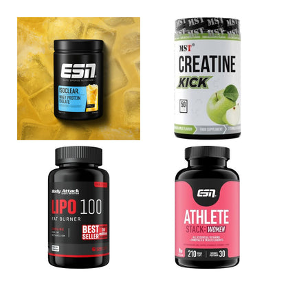 Wettkampfvorbereitung: ESN ISOCLEAR + MST Creatine + 2 weitere – alle enthaltenen Artikel