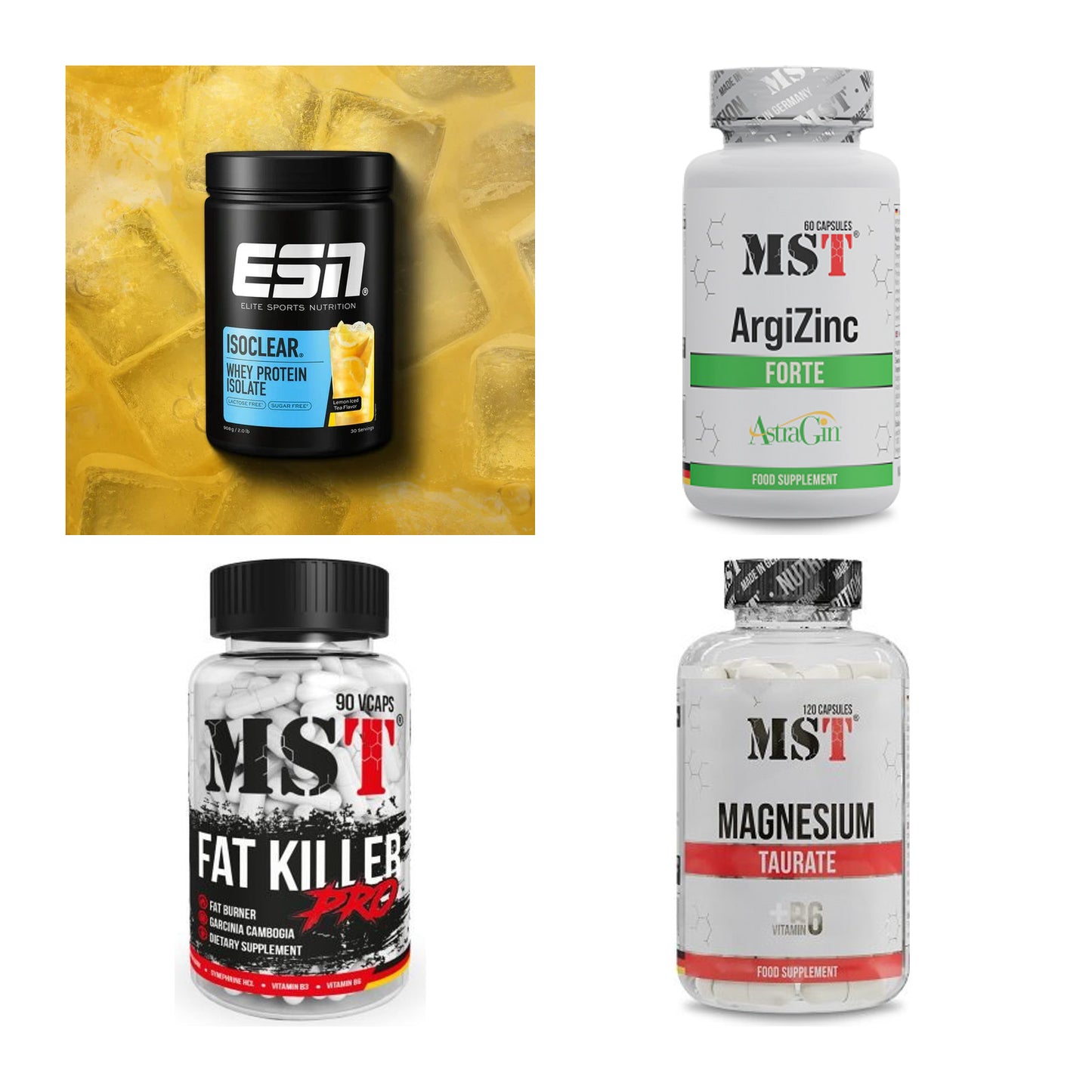 Wettkampfvorbereitung: ESN ISOCLEAR + MST ArgiZinc + 2 weitere – alle enthaltenen Artikel
