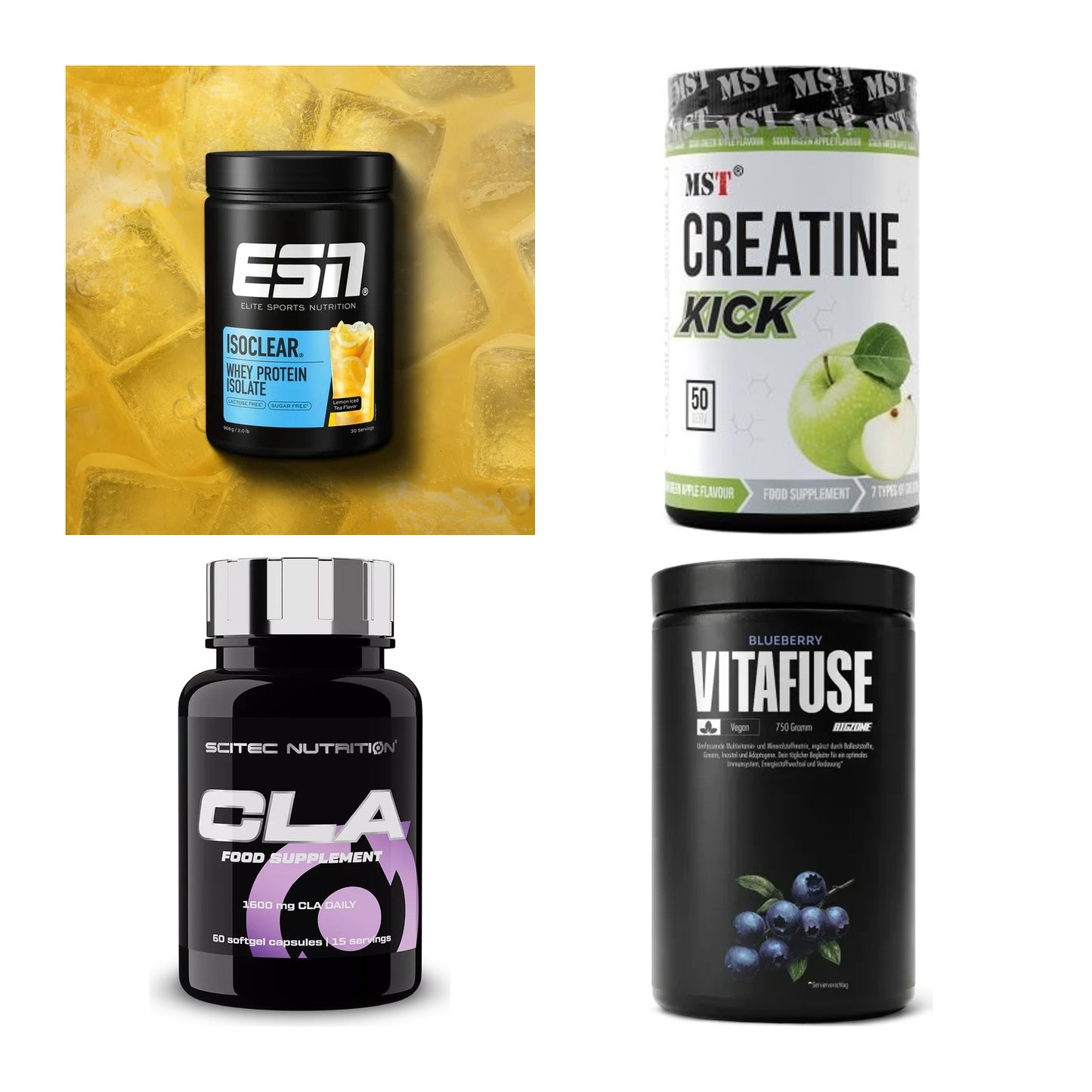 Wettkampfvorbereitung: ESN ISOCLEAR + MST Creatine + 2 weitere – alle enthaltenen Artikel