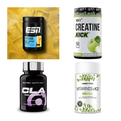 Wettkampfvorbereitung: ESN ISOCLEAR + MST Creatine + 2 weitere – alle enthaltenen Artikel
