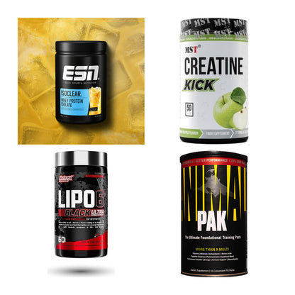Wettkampfvorbereitung: ESN ISOCLEAR + MST Creatine + 2 weitere – alle enthaltenen Artikel