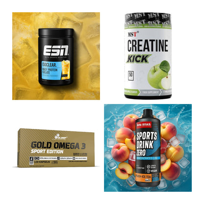 Wettkampfvorbereitung: ESN ISOCLEAR + MST Creatine + 2 weitere – alle enthaltenen Artikel