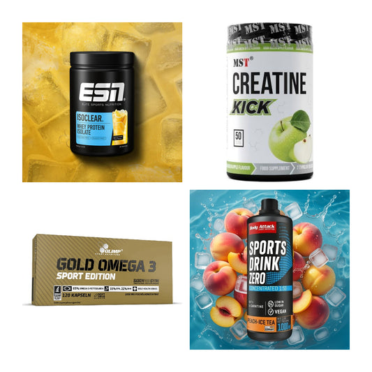Wettkampfvorbereitung: ESN ISOCLEAR + MST Creatine + 2 weitere – alle enthaltenen Artikel