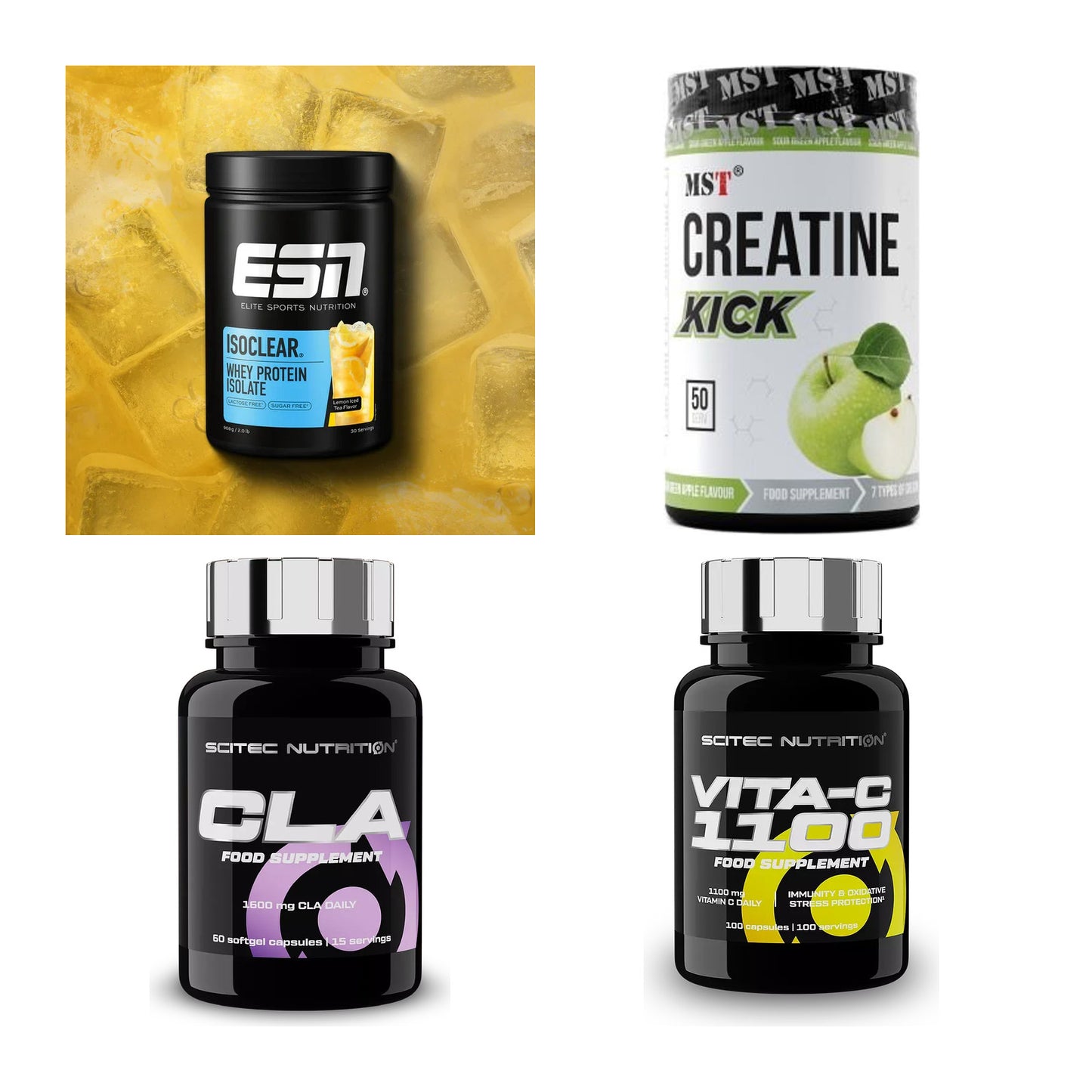 Wettkampfvorbereitung: ESN ISOCLEAR + MST Creatine + 2 weitere – alle enthaltenen Artikel