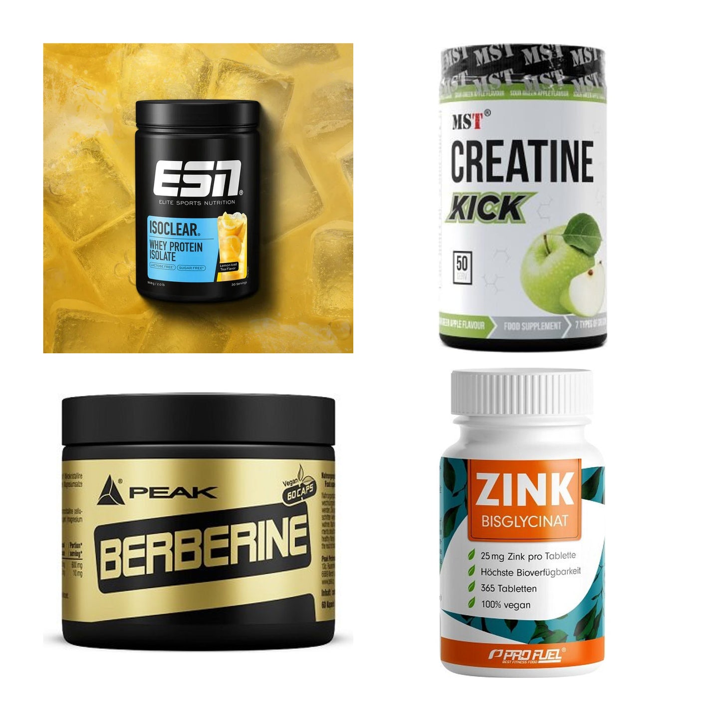 Wettkampfvorbereitung: ESN ISOCLEAR + MST Creatine + 2 weitere – alle enthaltenen Artikel