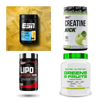 Wettkampfvorbereitung: ESN ISOCLEAR + MST Creatine + 2 weitere – alle enthaltenen Artikel