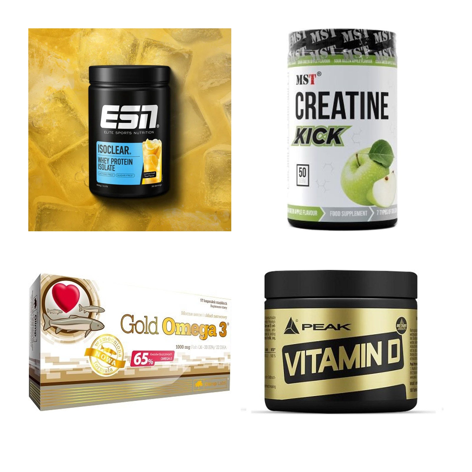 Wettkampfvorbereitung: ESN ISOCLEAR + MST Creatine + 2 weitere – alle enthaltenen Artikel