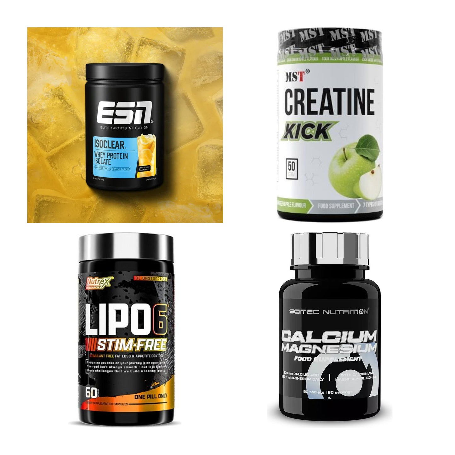 Wettkampfvorbereitung: ESN ISOCLEAR + MST Creatine + 2 weitere – alle enthaltenen Artikel