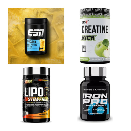 Wettkampfvorbereitung: ESN ISOCLEAR + MST Creatine + 2 weitere – alle enthaltenen Artikel