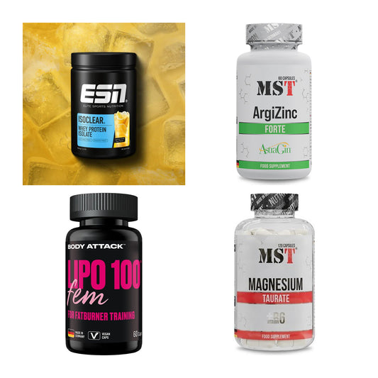 Wettkampfvorbereitung: ESN ISOCLEAR + MST ArgiZinc + 2 weitere – alle enthaltenen Artikel