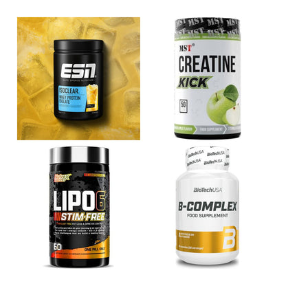 Wettkampfvorbereitung: ESN ISOCLEAR + MST Creatine + 2 weitere – alle enthaltenen Artikel