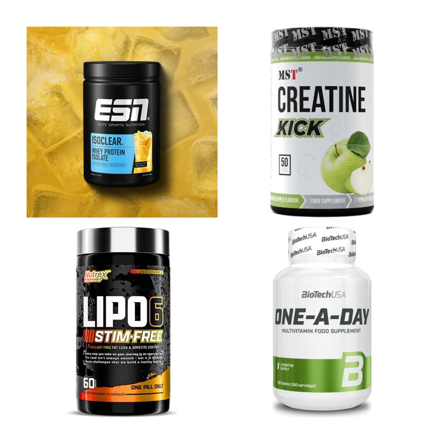 Wettkampfvorbereitung: ESN ISOCLEAR + MST Creatine + 2 weitere – alle enthaltenen Artikel